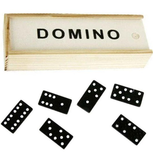 Gra planszowa domino pudełko strategii 28 pionków czarne kafelki białe kropki