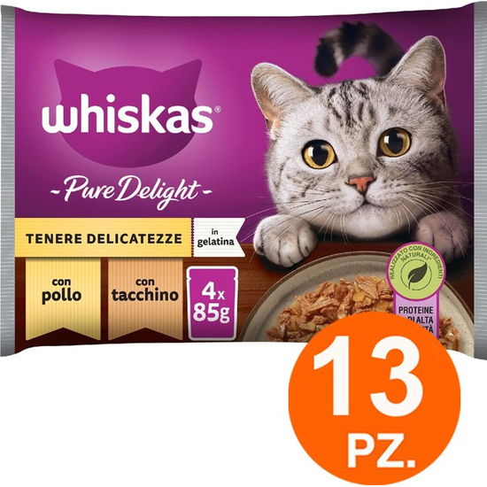 Whiskas Pure Delight Karma dla kotów Tender Delicacies Kurczak Indyk 52 saszetki